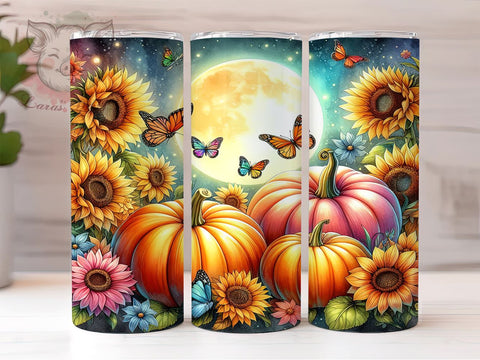 Pumpkins Fall 20oz Tumbler Png, Straight & Tapered Tumbler Png, Floral Fall Tumbler Png, Digital Download PNG Sublimation Lara' s Designs 