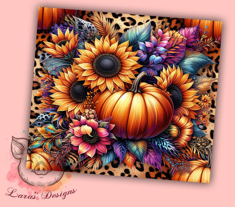 Pumpkins Fall 20oz Tumbler Png, Straight & Tapered Tumbler Png, Floral Fall Tumbler Png, Digital Download PNG Sublimation Lara' s Designs 