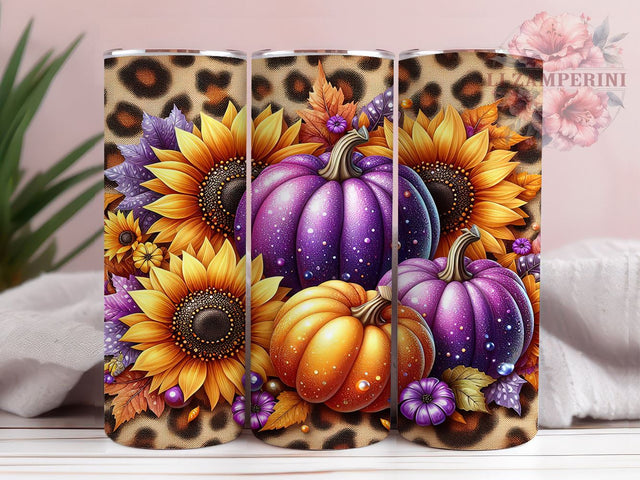 Pumpkins Fall 20oz Tumbler Wrap PNG, Floral Fall Tumbler PNG Sublimation Design, Straight & Tapered Tumbler Wrap, Instant Digital Download Sublimation Li Zamperini 