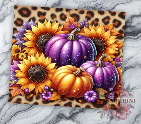 Pumpkins Fall 20oz Tumbler Wrap PNG, Floral Fall Tumbler PNG Sublimation Design, Straight & Tapered Tumbler Wrap, Instant Digital Download Sublimation Li Zamperini 