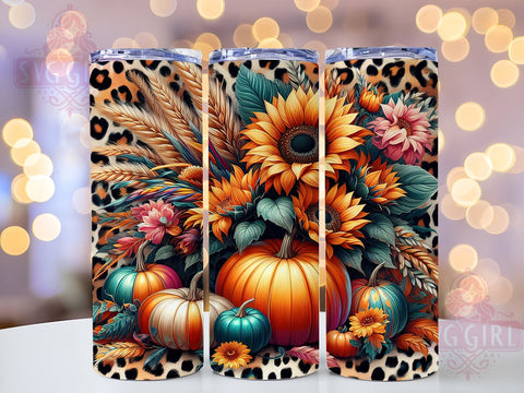 Pumpkins Fall 20oz Tumbler Wrap Sublimation Design, Straight Tapered Tumbler Wrap, Floral Fall Tumbler Png, Instant Digital Download Sublimation SvggirlplusArt 