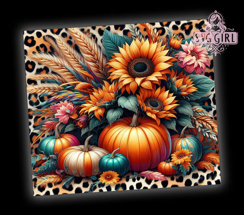 Pumpkins Fall 20oz Tumbler Wrap Sublimation Design, Straight Tapered Tumbler Wrap, Floral Fall Tumbler Png, Instant Digital Download Sublimation SvggirlplusArt 