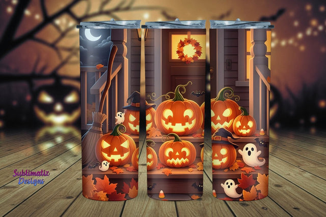 Pumpkins & Friendly Ghosts Tumbler Wrap | Halloween Tumbler Wrap for Sublimation Sublimation Sublimatiz Designs 