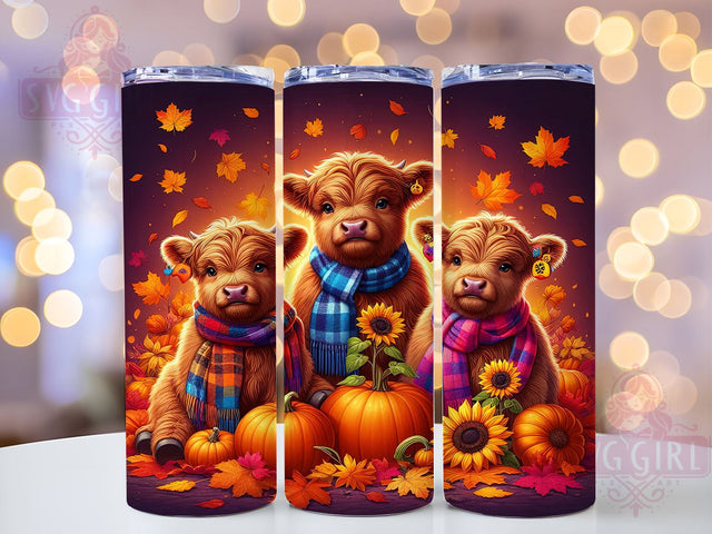 Pumpkins Highland Cows 20oz Tumbler Wrap Sublimation Design, Straight Tapered Tumbler Wrap, Fall Cows Tumbler Png, Instant Digital Download Sublimation SvggirlplusArt 