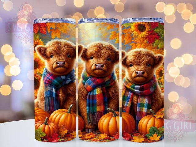 Pumpkins Highland Cows 20oz Tumbler Wrap Sublimation Design, Straight Tapered Tumbler Wrap, Fall Cows Tumbler Png, Instant Digital Download Sublimation SvggirlplusArt 
