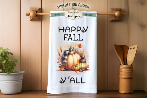 Pumpkins & Lanterns | Fall Kitchen Towel Sublimation Designs Sublimation Ewe-N-Me Designs 