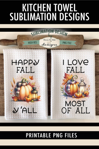 Pumpkins & Lanterns | Fall Kitchen Towel Sublimation Designs Sublimation Ewe-N-Me Designs 