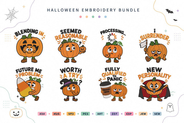 Pumpkins Making Bad Desisions Halloween Embroidery Bundle Funny Pumpkin Quotes Embroidery/Applique DESIGNS sg embroidery 