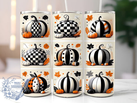 Pumpkins Orange Plaid 20oz Skinny Tumbler PNG, Fall Autumn Tumbler Wrap, Sublimation Design, Straight & Tapered Tumbler Wrap, Instant Digital Download Sublimation ToriDesigns 