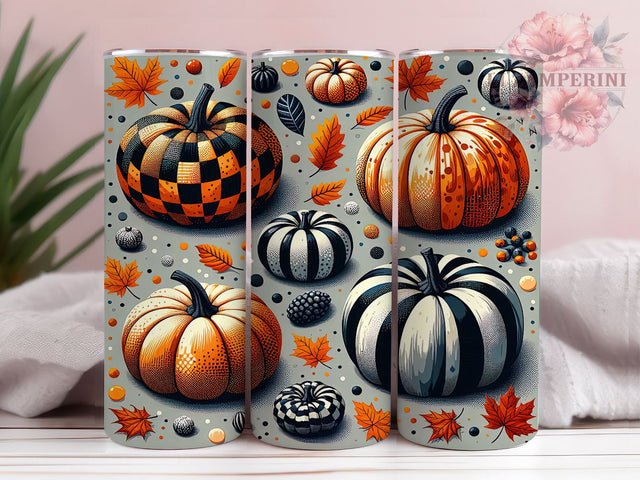 Pumpkins Orange Plaid 20oz Tumbler Wrap PNG, Fall Autumn Tumbler PNG Sublimation Design, Straight & Tapered Tumbler Wrap, Instant Digital Download Sublimation Li Zamperini 