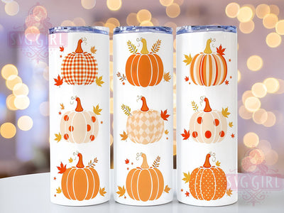 Pumpkins Orange Plaid 20oz Tumbler Wrap Sublimation Design, Straight Tapered Tumbler Wrap, Fall Autumn Tumbler Png, Instant Digital Download Sublimation SvggirlplusArt 