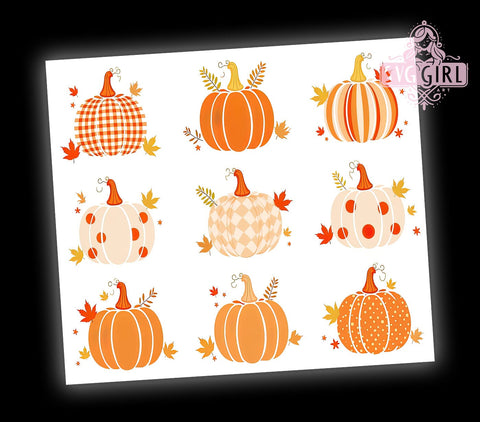 Pumpkins Orange Plaid 20oz Tumbler Wrap Sublimation Design, Straight Tapered Tumbler Wrap, Fall Autumn Tumbler Png, Instant Digital Download Sublimation SvggirlplusArt 