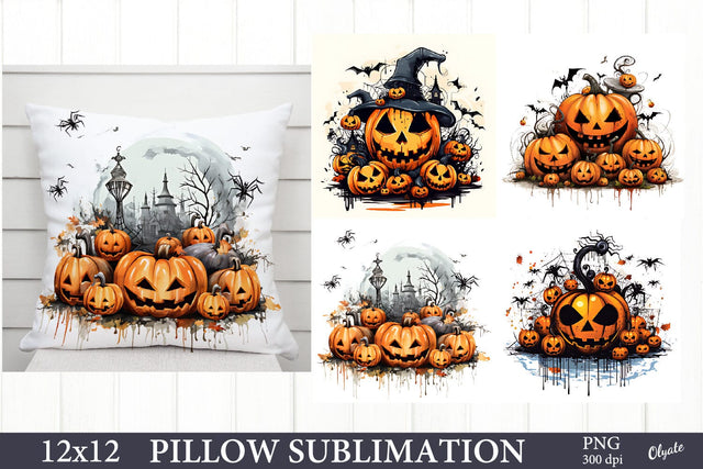 Pumpkins Pillow Sublimation. Halloween Sublimation PNG Sublimation Olga Terlyanskaya 
