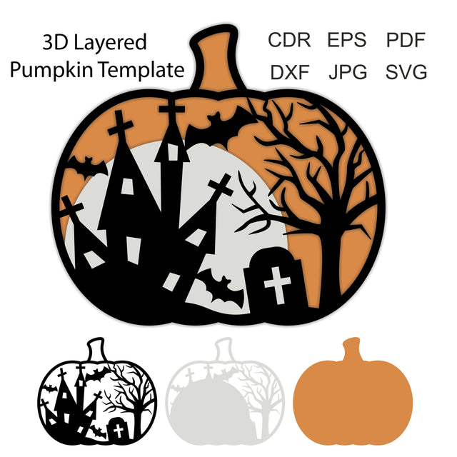 Pumpkins svg, 3D Layered Halloween Pumpkins svg template, 3d halloween template, 3d laser cutting, cdr, eps,svg 3D Paper Yuliya 