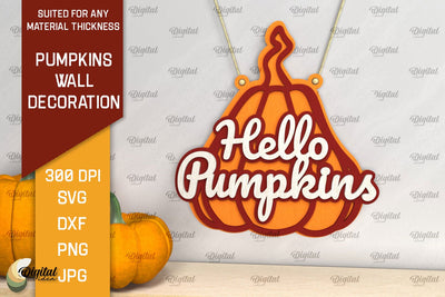 Pumpkins Wall Decoration Laser Cut. Hello Fall SVG Design SVG Evgenyia Guschina 