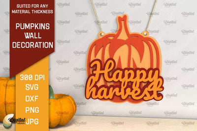 Pumpkins Wall Decoration Laser Cut. Hello Fall SVG Design SVG Evgenyia Guschina 