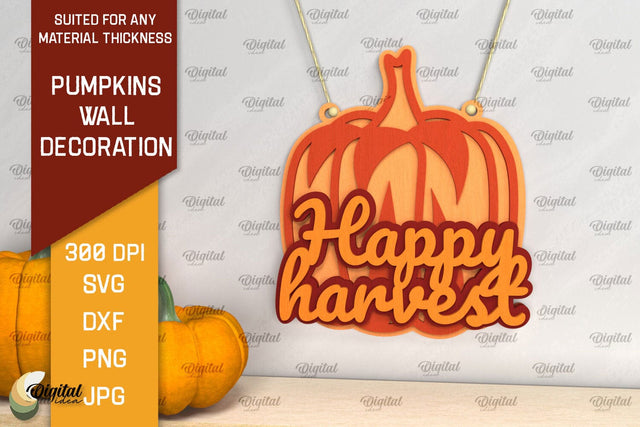 Pumpkins Wall Decoration Laser Cut. Hello Fall SVG Design SVG Evgenyia Guschina 