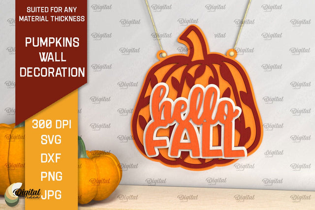 Pumpkins Wall Decoration Laser Cut. Hello Fall SVG Design SVG Evgenyia Guschina 