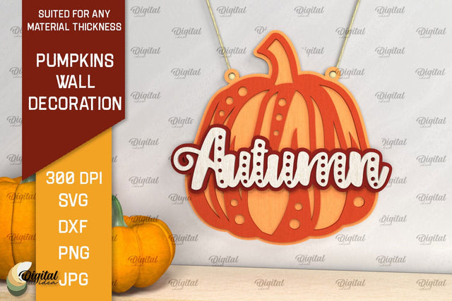 Pumpkins Wall Decoration Laser Cut. Hello Fall SVG Design SVG Evgenyia Guschina 