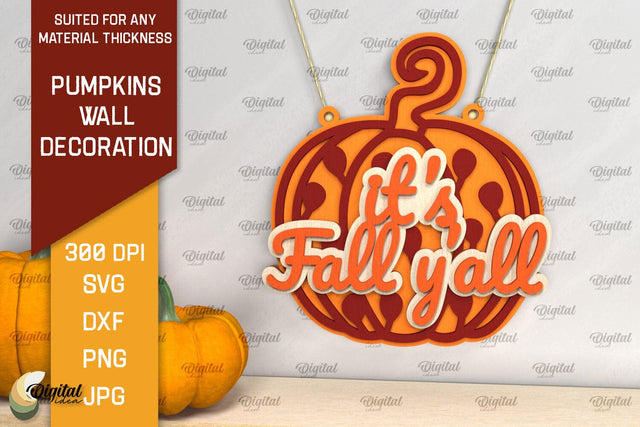 Pumpkins Wall Decoration Laser Cut. Hello Fall SVG Design SVG Evgenyia Guschina 