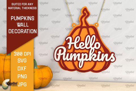 Pumpkins Wall Decorations Laser Cut Bundle. Fall Pumpkin SVG SVG Evgenyia Guschina 