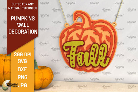 Pumpkins Wall Decorations Laser Cut Bundle. Fall Pumpkin SVG SVG Evgenyia Guschina 