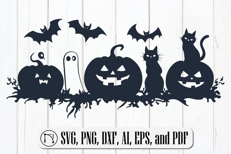 Pumpkins with Cats, Bats & Ghosts" SVG design SVG MD JOYNAL ABDIN 