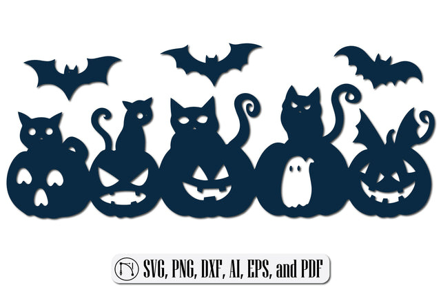 Pumpkins with Cats, Bats & Ghosts" SVG design SVG MD JOYNAL ABDIN 