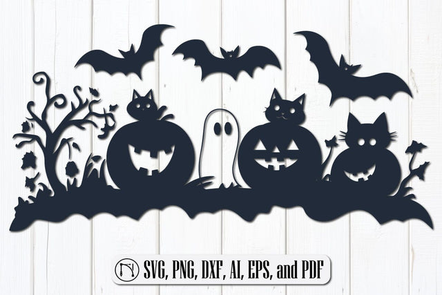Pumpkins with Cats, Bats & Ghosts" SVG design SVG MD JOYNAL ABDIN 