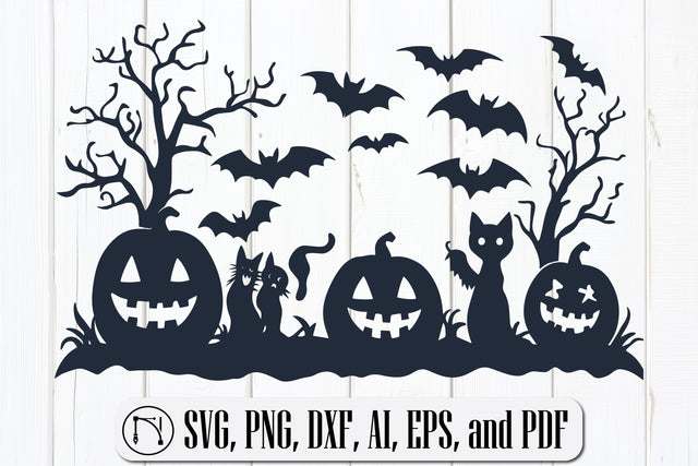 "Pumpkins with Cats, Bats & Ghosts" SVG SVG MD JOYNAL ABDIN 