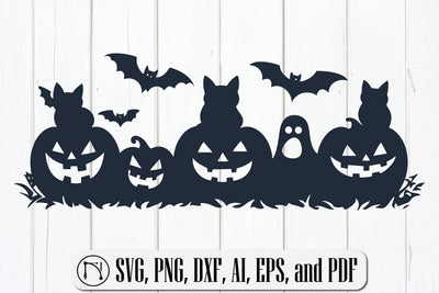 "Pumpkins with Cats, Bats & Ghosts" SVG SVG MD JOYNAL ABDIN 