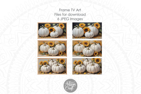 Pumpkins with sunflowers frame TV art, Frame TV art Digital Pattern Artisan Craft SVG 
