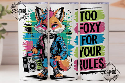 Punk Fox Boombox 20oz Tumbler Wrap Sublimation sassyprint 