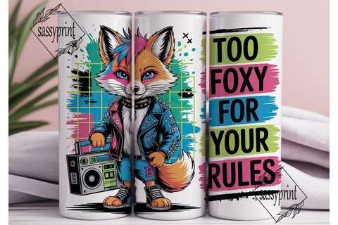 Punk Fox Boombox 20oz Tumbler Wrap Sublimation sassyprint 