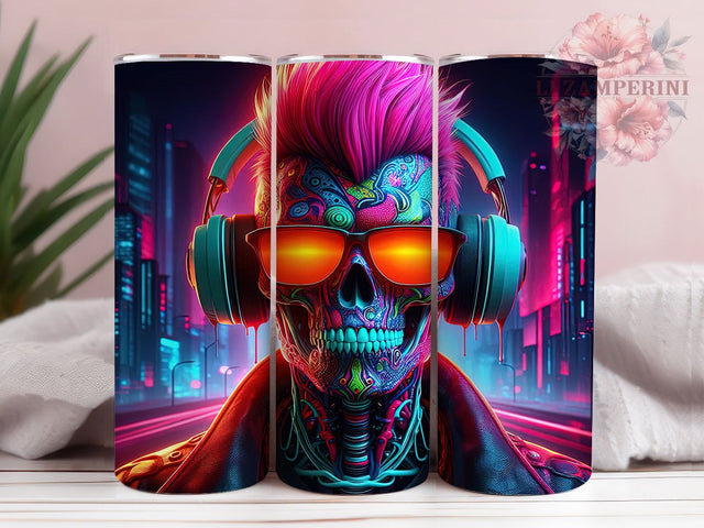 Punk Rock Skull Tumbler Wrap Design, Skull Sublimation Design, Edgy 20oz Tumbler, Rock and Roll Tumbler, Gothic Music Lover Gift, Custom Skull Tumbler, Punk Rock Tumbler Wrap Sublimation Li Zamperini 
