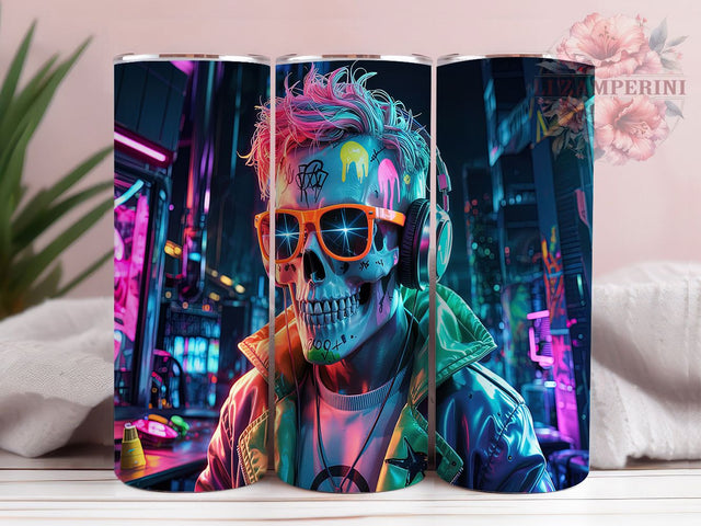 Punk Rock Skull Tumbler Wrap Design, Skull Sublimation Design, Edgy 20oz Tumbler, Rock and Roll Tumbler, Gothic Music Lover Gift, Custom Skull Tumbler, Punk Rock Tumbler Wrap Sublimation Li Zamperini 