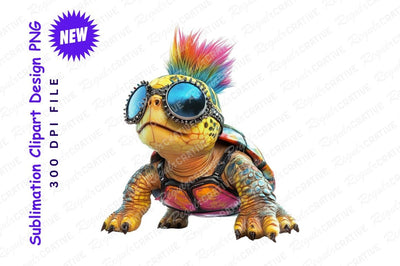 Punk turtle clipart with goggles and mohawk Sublimation Regulrcrative 