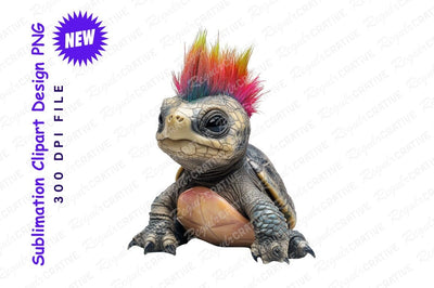 Punk turtle with rainbow mohawk clipart png Sublimation Regulrcrative 