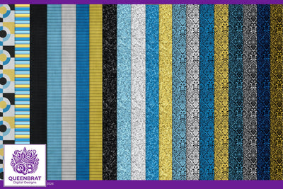 Punky Blues Papers Digital Pattern QueenBrat Digital Designs 