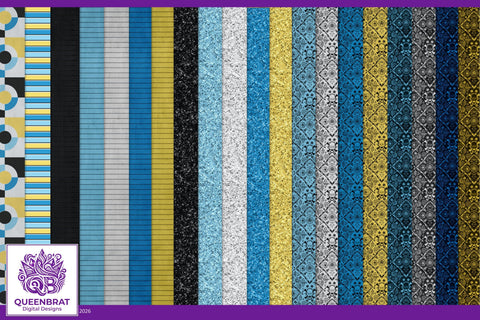 Punky Blues Papers Digital Pattern QueenBrat Digital Designs 