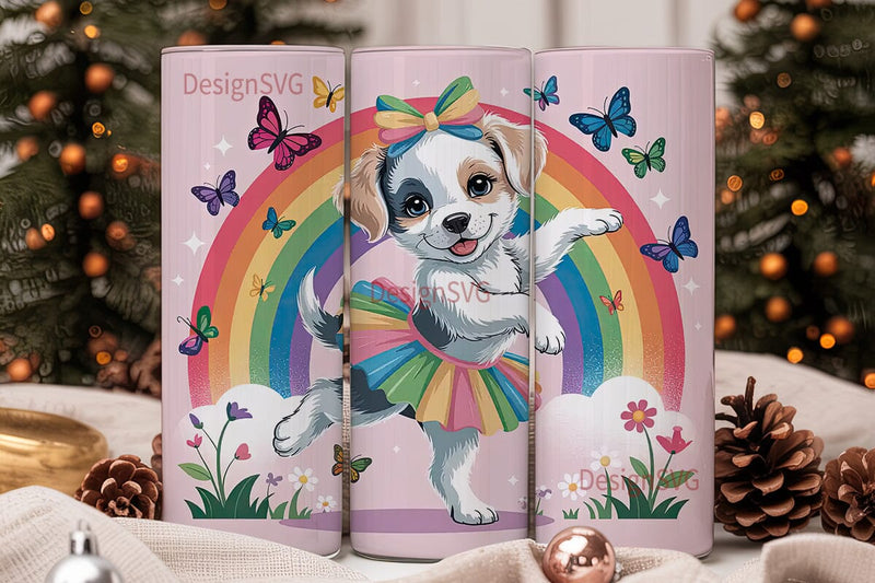 Puppy BalleTHSP Rainbow 20oz Tumbler Sublimation DesignSVG 