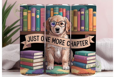 Puppy Bookworm 20oz Tumbler Wrap Sublimation PixelChick 