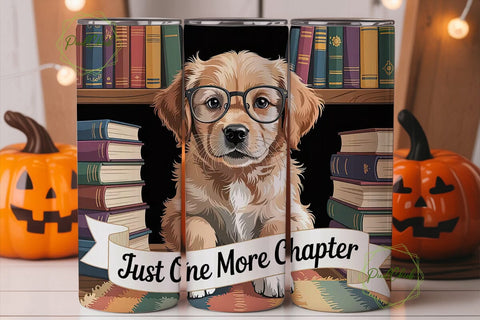 Puppy Bookworm 20oz Tumbler Wrap Sublimation PixelChick 