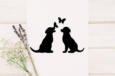 Puppy Butterfly Silhouette SVG RFCreative 