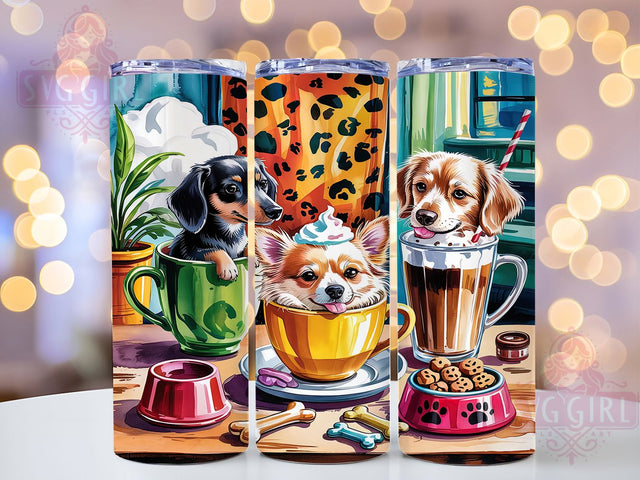 Puppy Coffee Dog Lover Morning Tumbler, Puppy Coffee Cup Design, 20oz Pet Themed Tumbler, Custom Dog Mom Wrap, Coffee And Dogs Sublimation, Morning Paws Tumbler, Dog Cafe Lover Template Sublimation SvggirlplusArt 