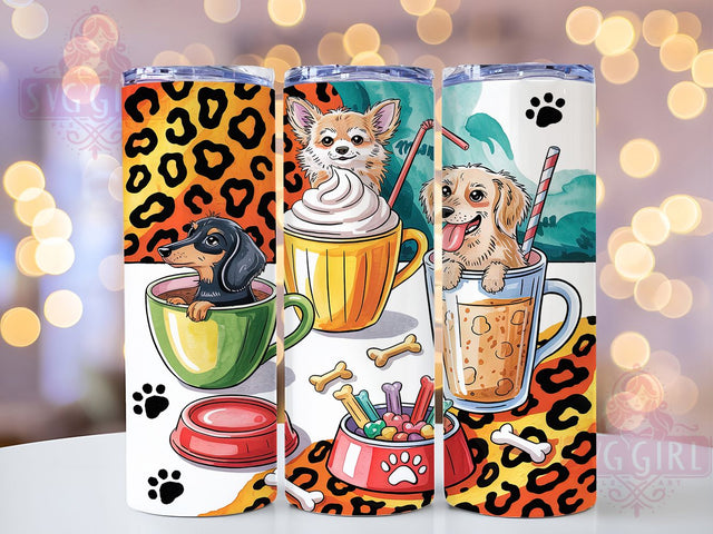 Puppy Coffee Dog Lover Morning Tumbler, Puppy Coffee Cup Design, 20oz Pet Themed Tumbler, Custom Dog Mom Wrap, Coffee And Dogs Sublimation, Morning Paws Tumbler, Dog Cafe Lover Template Sublimation SvggirlplusArt 