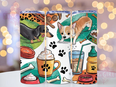 Puppy Coffee Dog Lover Morning Tumbler, Puppy Coffee Cup Design, 20oz Pet Themed Tumbler, Custom Dog Mom Wrap, Coffee And Dogs Sublimation, Morning Paws Tumbler, Dog Cafe Lover Template Sublimation SvggirlplusArt 