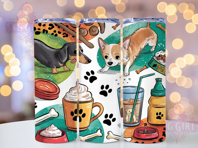 Puppy Coffee Dog Lover Morning Tumbler, Puppy Coffee Cup Design, 20oz Pet Themed Tumbler, Custom Dog Mom Wrap, Coffee And Dogs Sublimation, Morning Paws Tumbler, Dog Cafe Lover Template Sublimation SvggirlplusArt 