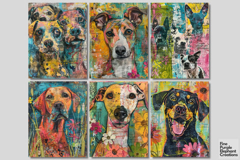 Puppy Dog Spring Digital Junk Journal Kit Half Pages | Easter Digital Pattern Fine Purple Elephant Creations 