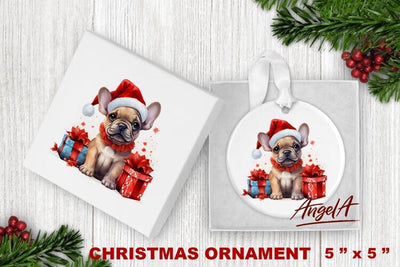 puppy French bulldog / Christmas dog ornament sublimation Sublimation Angelina Semenova 